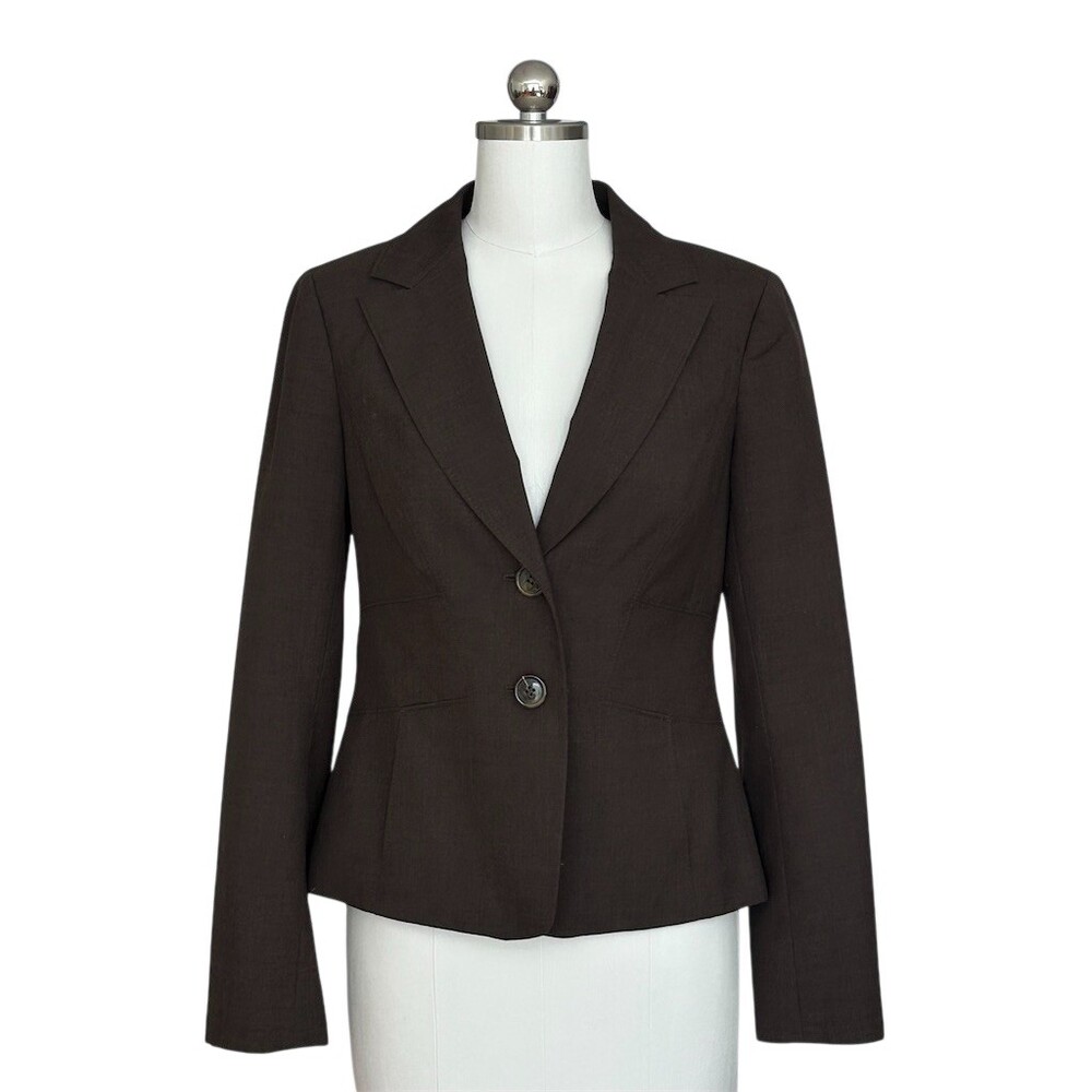 Ann Taylor Blazer Womens Size 4 Brown Two Button Notch Lapel Career Jacket